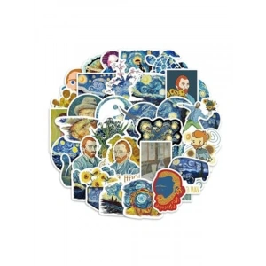 50li Van Gogh Temalı Sticker Seti, Laptop ve Ajanda için