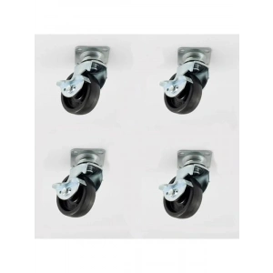 50 mm Tablalı Dönerli Frenli Mobilya Teker, 4lü Set, Siyah Metal