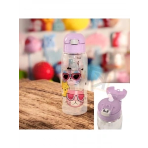 500ml Pipetli Matara, Lila Renk ve Kedi Desenli