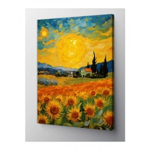 50x70 cm Boyutunda Van Gogh Tarzı Ayçiçekleri Kanvas Tablo