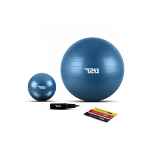 55 Cm Pilates Topu + Pompası ve 3 Farklı Sertlikte Cro Bant Seti