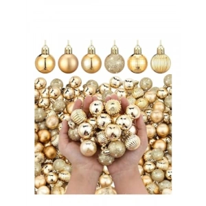 6 Adet Altın Sarısı Yılbaşı Ağacı Süsü, Farklı Modeller