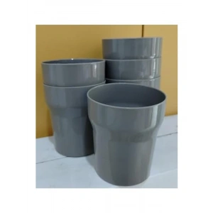 6 Adet Sert Plastik Piknik Bardağı, Gri Renkli Set