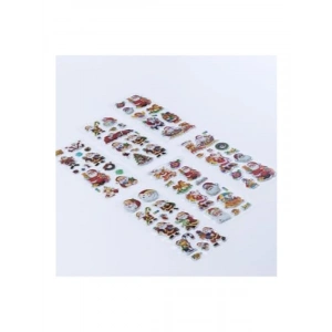 6 Adet Yılbaşı Kabartmalı Sticker Seti - Renkli ve Eğlenceli