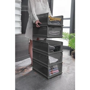 6 Katlı Kayar Raf Organizer, Gri, 45x35 cm