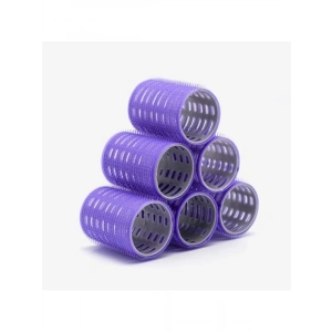 6lı Büyük Boy Cırtlı Bigudi Seti - Mor, 4.5 cm Çap