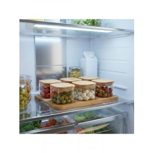 6lı Cam Kahvaltılık Seti | Bambu Kapaklı ve Ahşap Standlı (36x23 cm)