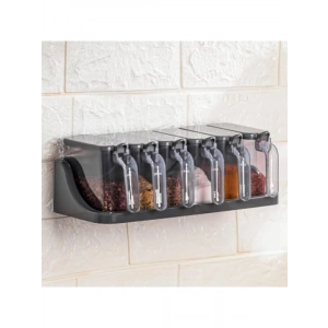 6lı Kapaklı Kaşıklı Baharatlık Takımı - Standlı, Antrasit