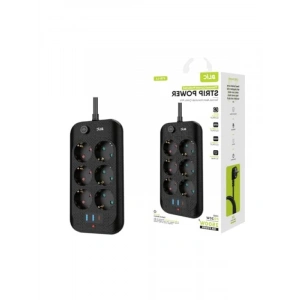 6lı Priz Soketi, 2x USB Girişli, Çocuk Korumalı, Uzatma Kablosu (2mt)