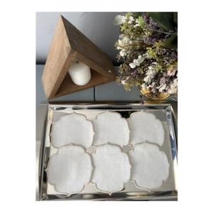 6lı Taş Rengi Kokteyl Peçete Takımı