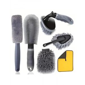 6 Parça Profesyonel Oto Yıkama Seti, Yıkama Eldiveni ve Fırçalar
