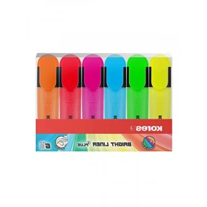 6 Renkli Fosforlu Kalem Seti - Parlak, Canlı Renkler