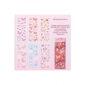 6 Sayfa 114 Adet Pembe Kelebek Sticker Seti, Scrapbook ve Ajanda