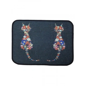 60 x 45 cm Elekli Kedi Tuvalet Önü Paspası - Ters Kediler
