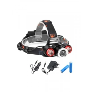 6000 Lümen Şarjlı Kafa Lambası - 3 Başlıklı Cree T6 Led