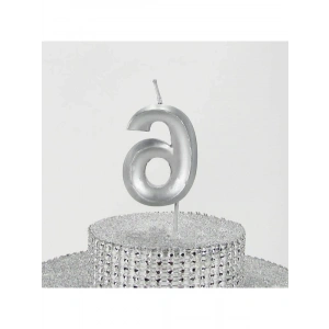 6.5 cm Gümüş Gri Altı Rakamlı Mum