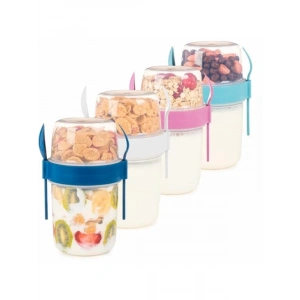 650 ml Kapasiteli 4lü Kapaklı Müsli ve Yoğurt Kabı Seti