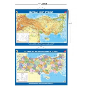 70x100 cm Boyutunda Büyük Türkiye Haritası, Çift Taraflı ve Askılı Tasarım
