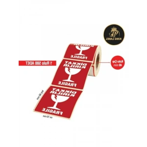 70x80 mm Dikkat Kırılır Etiketi, 1 Rulo 500 Adet