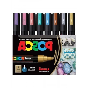 8li Metalik Renklerde Poster Markör Seti, PC-5M/8C