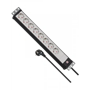 8li Topraklı Çoklu Priz, 3 m Kablolu ve 19 inç Formatında