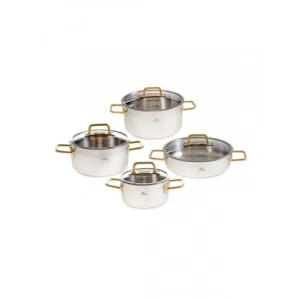 8 Parça Paslanmaz Çelik Titanyum Gold Tencere Seti