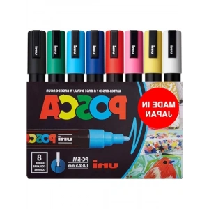 8 Renkli Akrilik Boya Kalemi Seti, Ters Çevrilebilir Uçlar