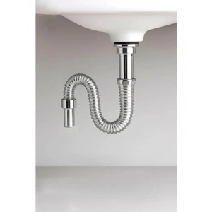 80 cm Uzunlukta Krom Körüklü Lavabo Gider Borusu, Esnek Metal Yapı