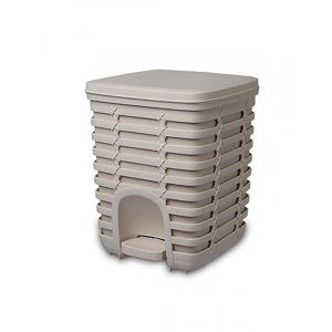 9 Lt Kapasiteli Pedallı Çöp Kovası, Bej Renk