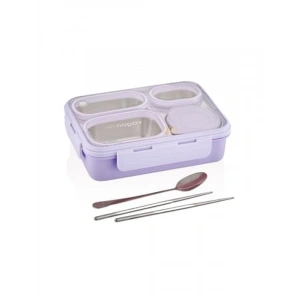 950ml Tek Katlı Çelik Bento Lunchbox, 4 Bölmeli Tasarım