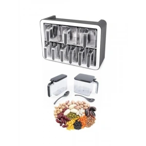 9’lu Standlı Etiketli Kaşıklı Baharatlık Seti