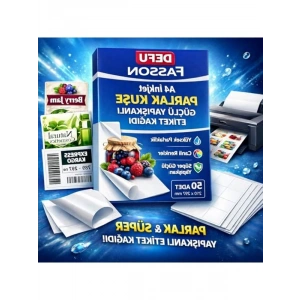A4 Inkjet Parlak Kuşe Etiket Kağıdı, 50 Adet, 210x297 mm