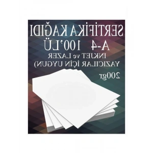 A4 Sertifika Kağıdı, 200 gr, 100 Adet Kalın Fotokopi Kağıdı