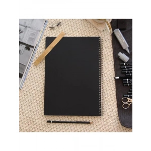 A4 Siyah Kraft Karton Kapaklı 70 Yapraklı Noktalı Not Defteri - 110 Gram