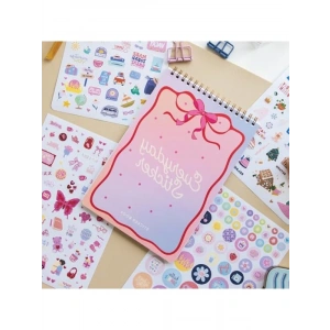 A5 Boyutunda 18 Yaprak Renkli Sticker Defteri - 1183 Adet