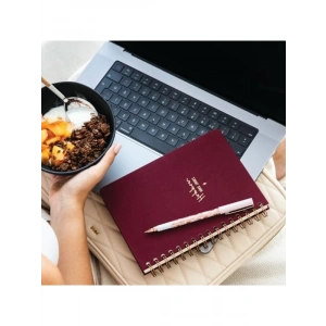 A5 Boyutunda Bordo Spiralli Sert Kapak Çizgili Defter