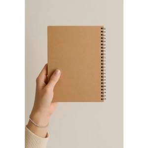 A5 Boyutunda Çizgili Spiralli Not Defteri - Kraft Kapak, 60 Yaprak