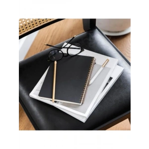 A5 Siyah Kraft Karton Kapak, Kareli Not Defteri, 70 Yaprak