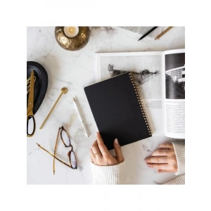 A5 Siyah Kraft Karton Kapak Not Defteri - 70 Yaprak, Noktalı