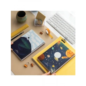 A5 Spiralli Çizgili Okul Defteri Seti, 2li, 80 Yaprak, Ders Programlı