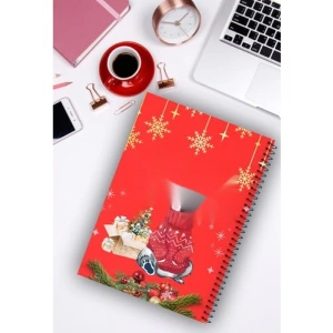 A5 Spiralli Defter - Yeni Yıl Temalı, 96 Sayfa Çizgisiz