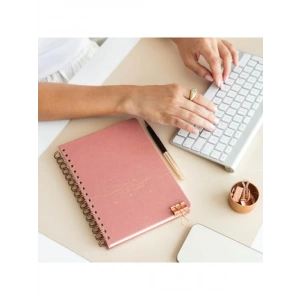 A5 Spiralli Sert Kapak Çizgili Not Defteri - Pembe