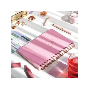 A5 Spiralli Sert Kapak Keten Kareli Not Defteri