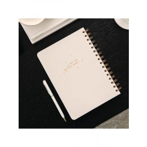 A5 Spiralli Sert Kapaklı Keten Not Defteri, Kareli