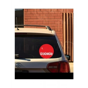 Acemi Sürücü Yazılı Kırmızı Sticker, 15x15 cm