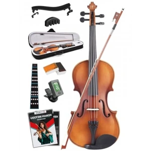 Açık-kahverengi 4/4 akustik keman seti, tam boy