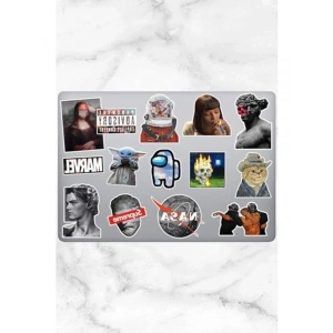 Aesthetic Temalı 14 Adet Laptop Sticker Seti, Yaratıcılığınızı Konuşturun
