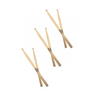 Ahşap 7A Davul Baget Seti, 3 Çift, Akça Ağaç Malzeme