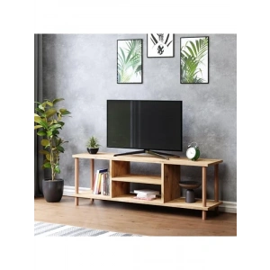 Ahşap Ayaklı TV Ünitesi - Raflı Tasarım