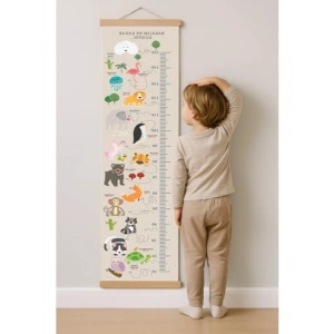 Ahşap Çıtalı Hayvanlı Kanvas Boy Ölçer Cetvel (10-150 cm)